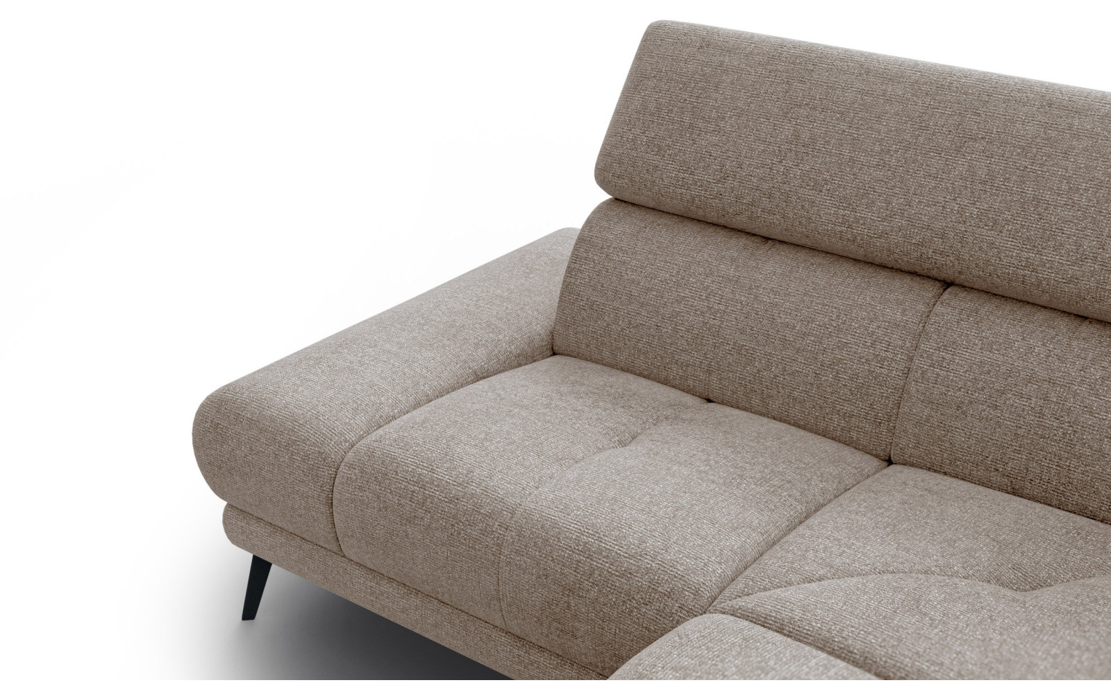 FIERO Ecksofa 4-Sitzer mit 1 Relaxfunktion und verstellbare Kopfstützen, taupe