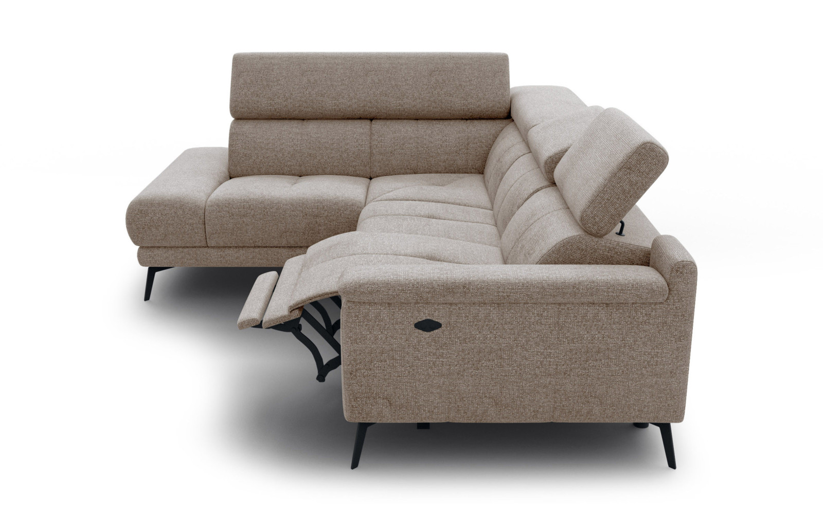 FIERO Ecksofa 4-Sitzer mit 1 Relaxfunktion und verstellbare Kopfstützen, taupe