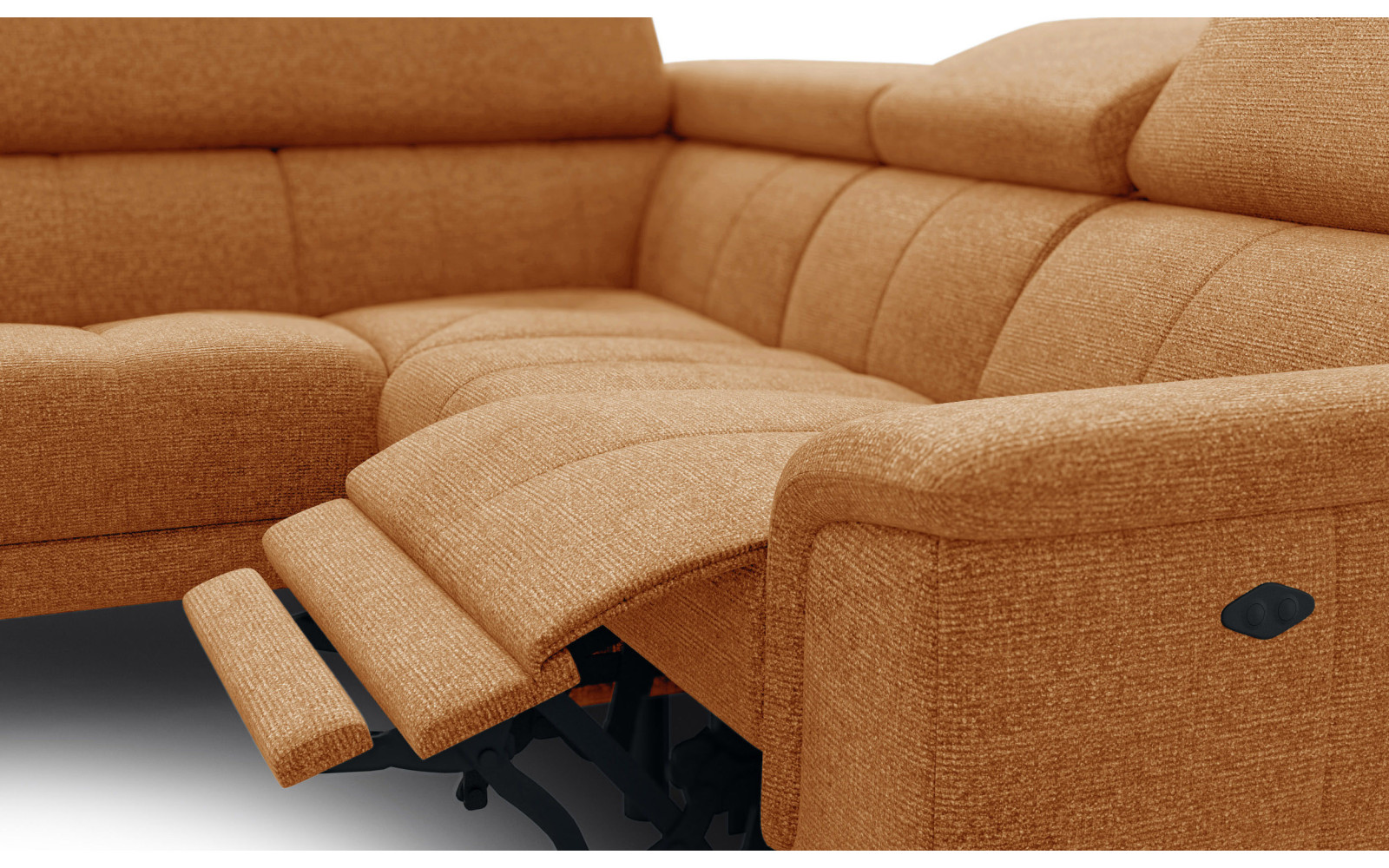 FIERO Ecksofa 4-Sitzer mit 1 Relaxfunktion und verstellbare Kopfstützen, orange