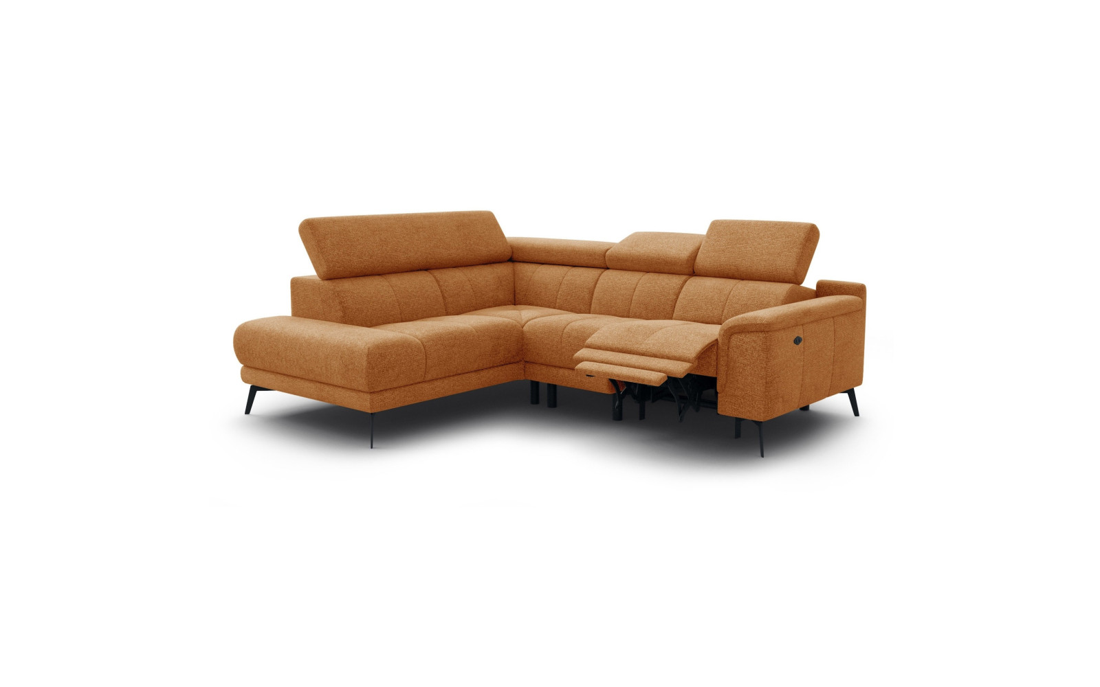 FIERO Ecksofa 4-Sitzer mit 1 Relaxfunktion und verstellbare Kopfstützen, orange