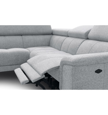 FIERO Ecksofa 4-Sitzer mit 1 Relaxfunktion und verstellbare Kopfstützen, silbergrau