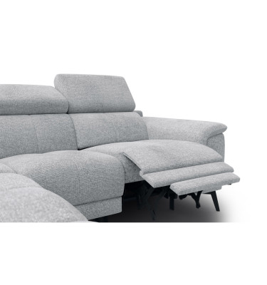 FIERO Ecksofa 4-Sitzer mit 1 Relaxfunktion und verstellbare Kopfstützen, silbergrau