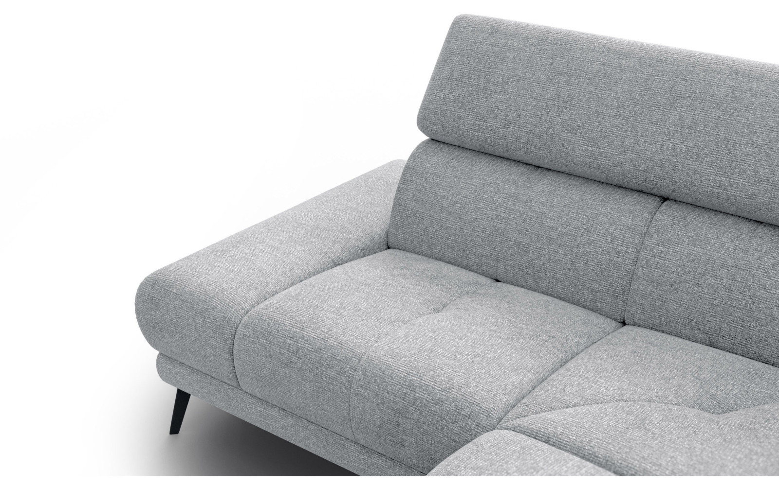 FIERO Ecksofa 4-Sitzer mit 1 Relaxfunktion und verstellbare Kopfstützen, silbergrau
