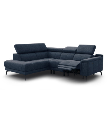 FIERO Ecksofa 4-Sitzer mit 1 Relaxfunktion und verstellbare Kopfstützen, marineblau