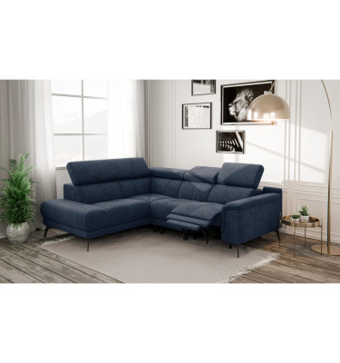 FIERO Ecksofa 4-Sitzer mit 1 Relaxfunktion und verstellbare Kopfstützen, marineblau