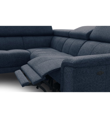 FIERO Ecksofa 4-Sitzer mit 1 Relaxfunktion und verstellbare Kopfstützen, marineblau