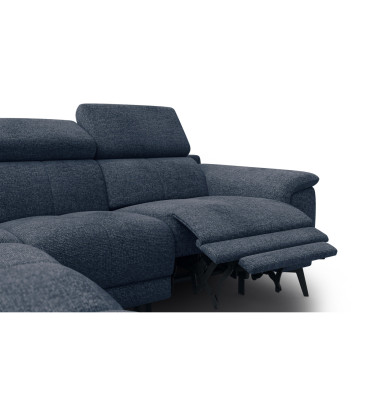 FIERO Ecksofa 4-Sitzer mit 1 Relaxfunktion und verstellbare Kopfstützen, marineblau