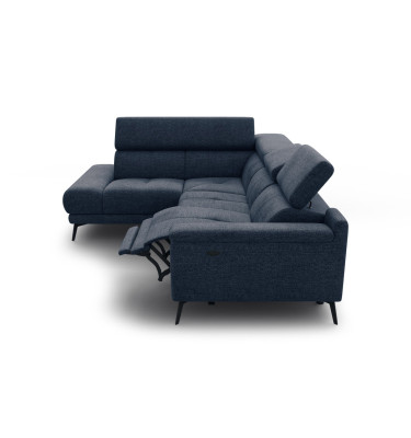FIERO Ecksofa 4-Sitzer mit 1 Relaxfunktion und verstellbare Kopfstützen, marineblau