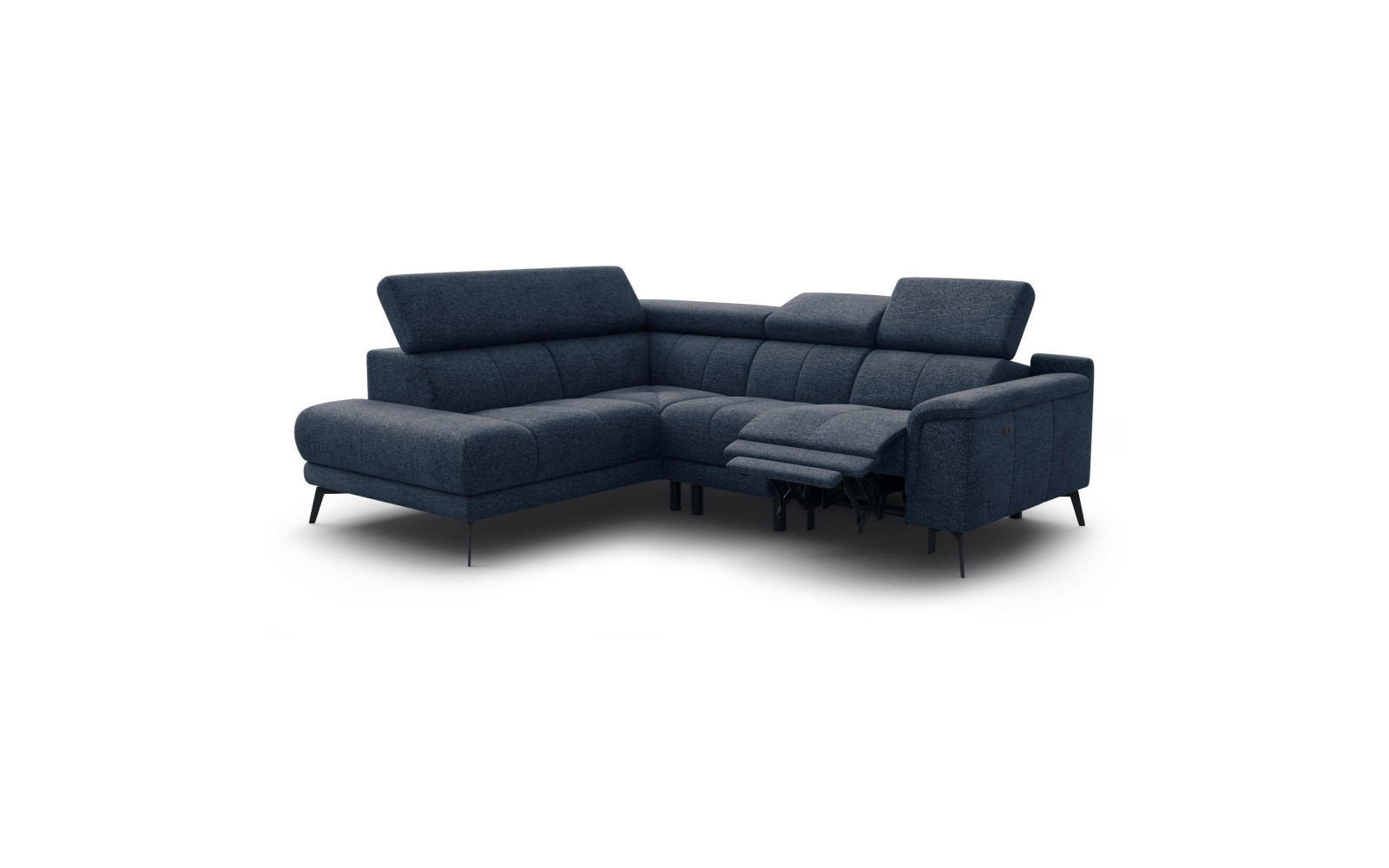 FIERO Ecksofa 4-Sitzer mit 1 Relaxfunktion und verstellbare Kopfstützen, marineblau