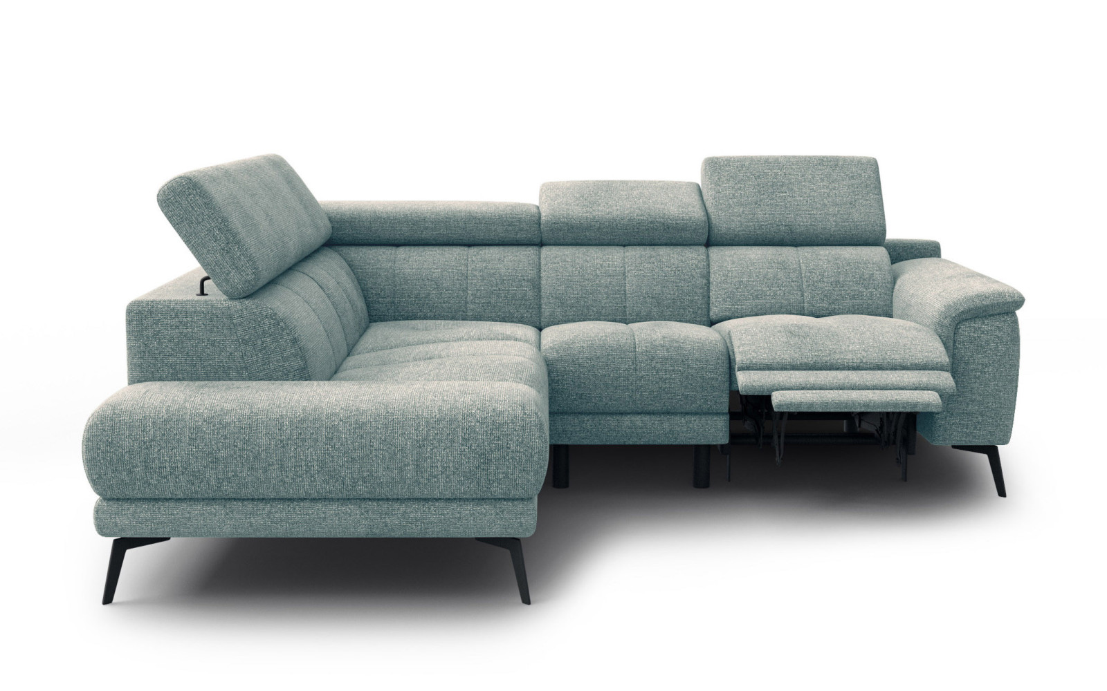 FIERO Ecksofa 4-Sitzer mit 1 Relaxfunktion und verstellbare Kopfstützen, mint