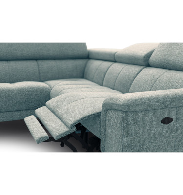 FIERO Ecksofa 4-Sitzer mit 1 Relaxfunktion und verstellbare Kopfstützen, mint