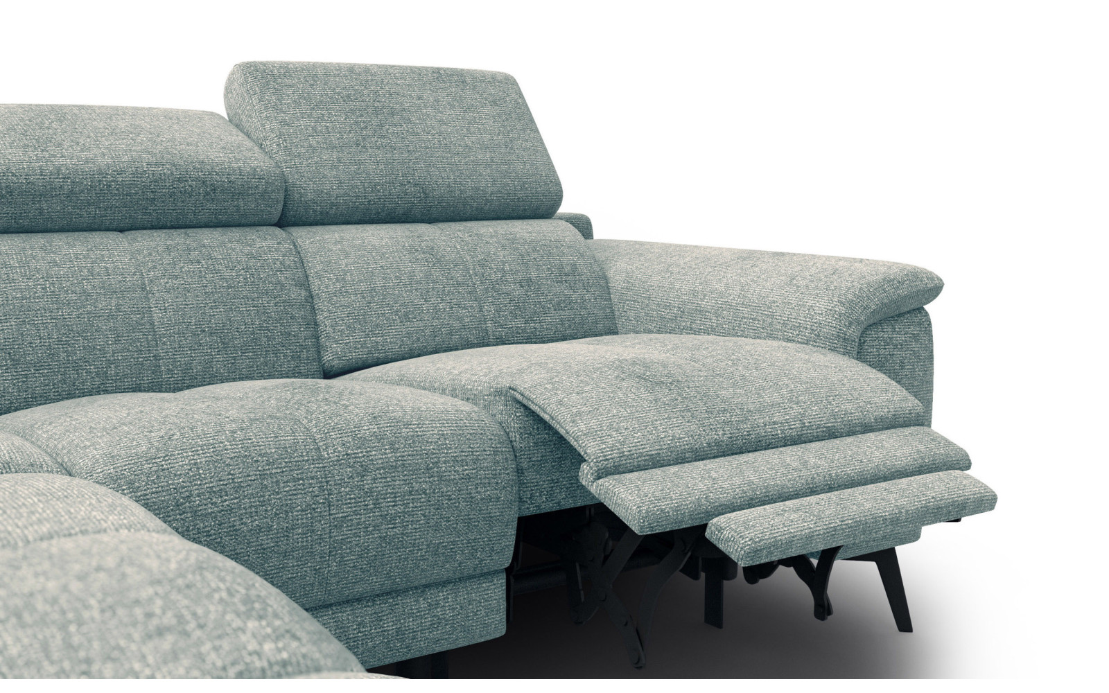 FIERO Ecksofa 4-Sitzer mit 1 Relaxfunktion und verstellbare Kopfstützen, mint