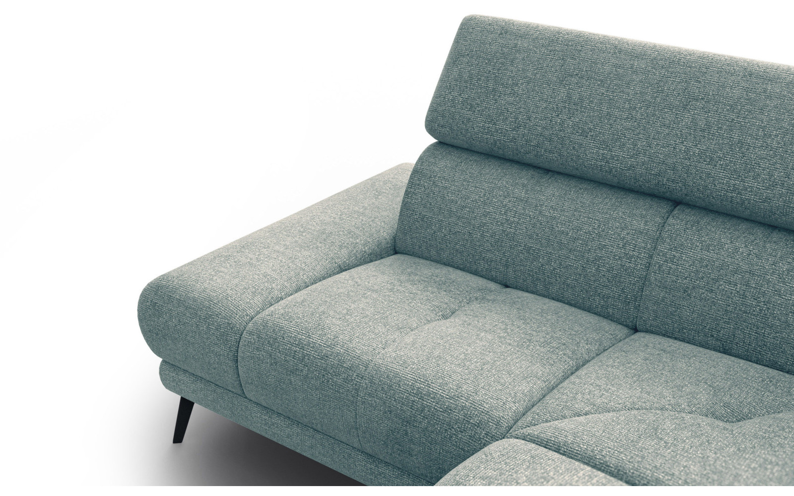 FIERO Ecksofa 4-Sitzer mit 1 Relaxfunktion und verstellbare Kopfstützen, mint