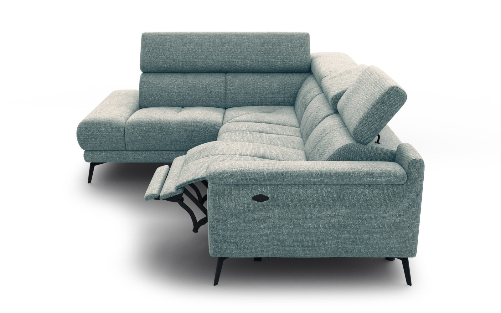 FIERO Ecksofa 4-Sitzer mit 1 Relaxfunktion und verstellbare Kopfstützen, mint