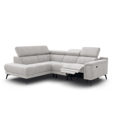 FIERO Ecksofa 4-Sitzer mit 1 Relaxfunktion und verstellbare Kopfstützen, creme
