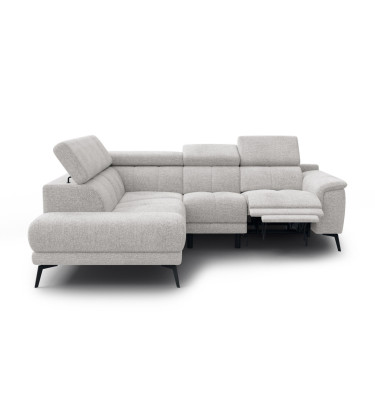 FIERO Ecksofa 4-Sitzer mit 1 Relaxfunktion und verstellbare Kopfstützen, creme
