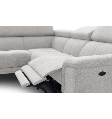 FIERO Ecksofa 4-Sitzer mit 1 Relaxfunktion und verstellbare Kopfstützen, creme