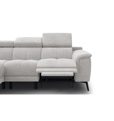 FIERO Ecksofa 4-Sitzer mit 1 Relaxfunktion und verstellbare Kopfstützen, creme