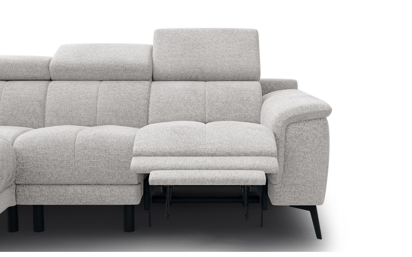 FIERO Ecksofa 4-Sitzer mit 1 Relaxfunktion und verstellbare Kopfstützen, creme