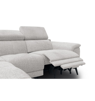 FIERO Ecksofa 4-Sitzer mit 1 Relaxfunktion und verstellbare Kopfstützen, creme