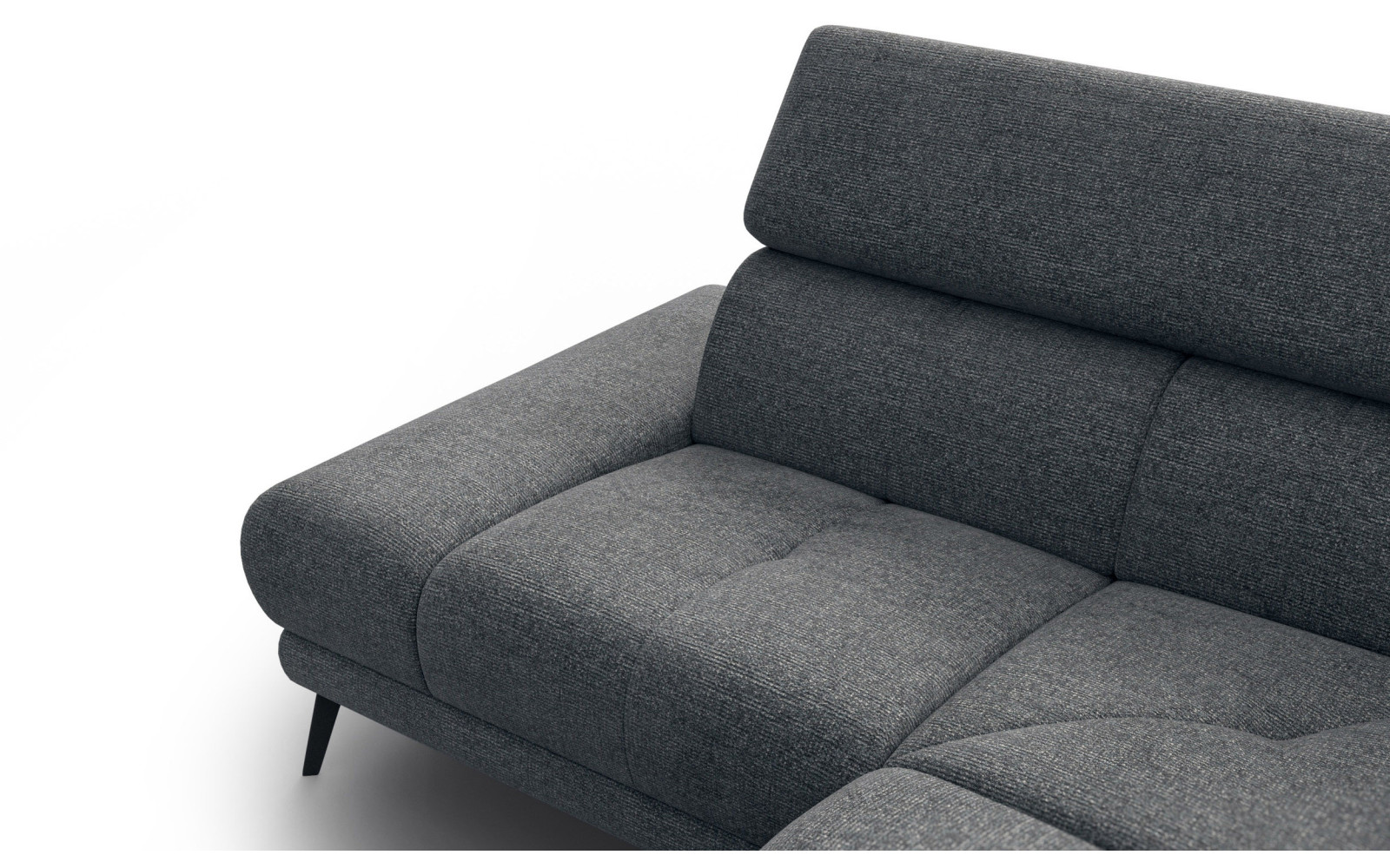 FIERO Ecksofa 4-Sitzer mit 1 Relaxfunktion und verstellbare Kopfstützen, dunkelgrau