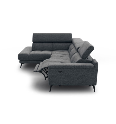 FIERO Ecksofa 4-Sitzer mit 1 Relaxfunktion und verstellbare Kopfstützen, dunkelgrau