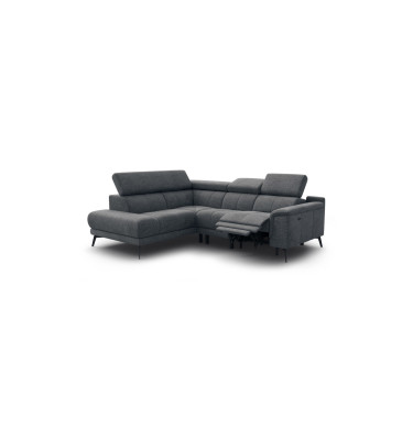 FIERO Ecksofa 4-Sitzer mit 1 Relaxfunktion und verstellbare Kopfstützen, dunkelgrau