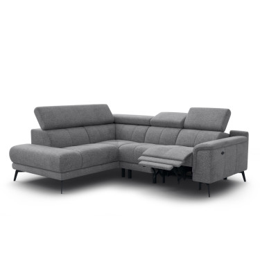 FIERO Ecksofa 4-Sitzer mit 1 Relaxfunktion und verstellbare Kopfstützen, grau