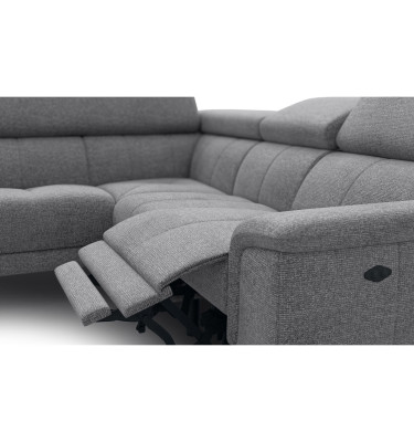 FIERO Ecksofa 4-Sitzer mit 1 Relaxfunktion und verstellbare Kopfstützen, grau