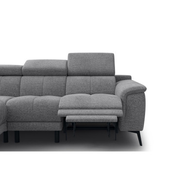 FIERO Ecksofa 4-Sitzer mit 1 Relaxfunktion und verstellbare Kopfstützen, grau