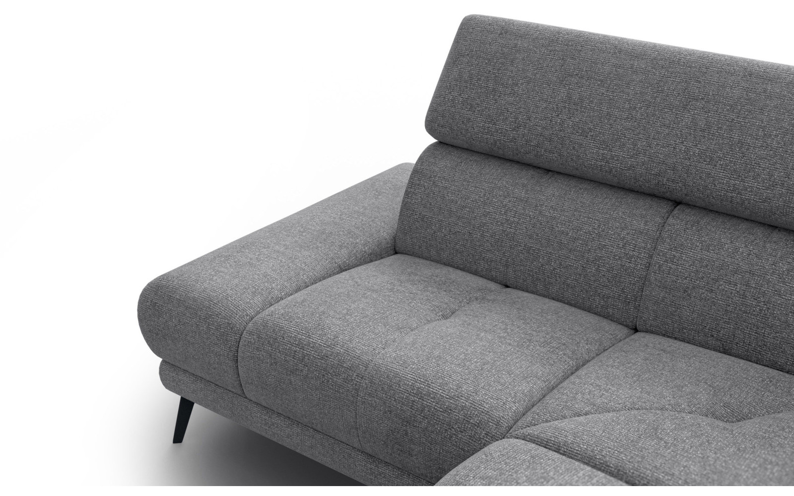 FIERO Ecksofa 4-Sitzer mit 1 Relaxfunktion und verstellbare Kopfstützen, grau