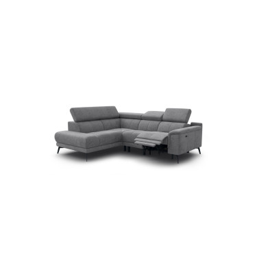 FIERO Ecksofa 4-Sitzer mit 1 Relaxfunktion und verstellbare Kopfstützen, grau