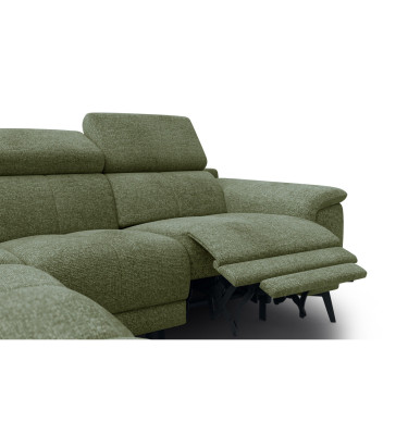 FIERO Ecksofa 4-Sitzer mit 1 Relaxfunktion und verstellbare Kopfstützen, olive