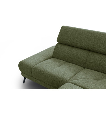 FIERO Ecksofa 4-Sitzer mit 1 Relaxfunktion und verstellbare Kopfstützen, olive
