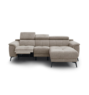 FIERO Ecksofa 3-Sitzer mit 1 Relaxfunktion und verstellbare Kopfstützen, taupe