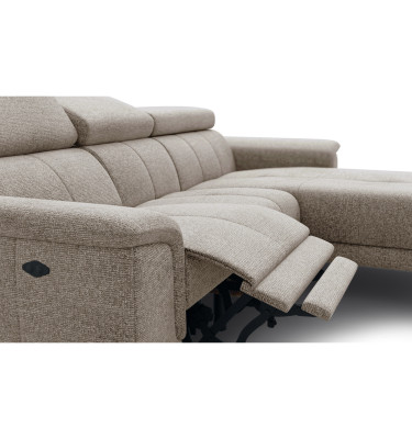 FIERO Ecksofa 3-Sitzer mit 1 Relaxfunktion und verstellbare Kopfstützen, taupe