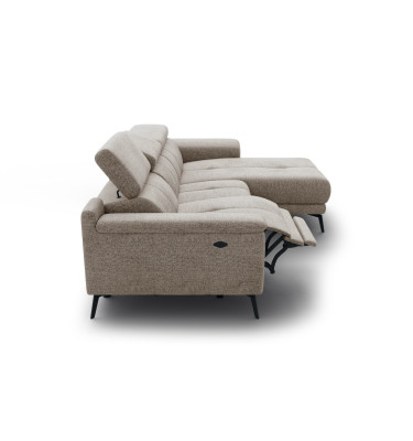 FIERO Ecksofa 3-Sitzer mit 1 Relaxfunktion und verstellbare Kopfstützen, taupe