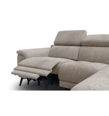 FIERO Ecksofa 3-Sitzer mit 1 Relaxfunktion und verstellbare Kopfstützen, taupe