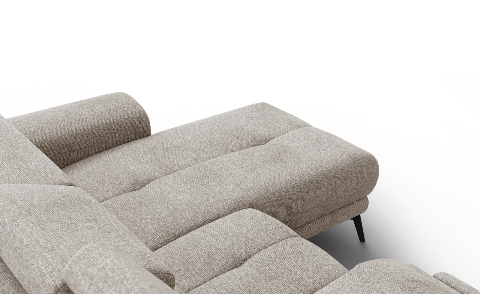 FIERO Ecksofa 3-Sitzer mit 1 Relaxfunktion und verstellbare Kopfstützen, taupe