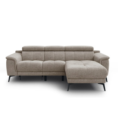 FIERO Ecksofa 3-Sitzer mit 1 Relaxfunktion und verstellbare Kopfstützen, taupe