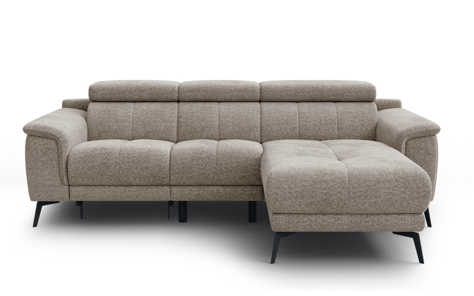 FIERO Ecksofa 3-Sitzer mit 1 Relaxfunktion und verstellbare Kopfstützen, taupe