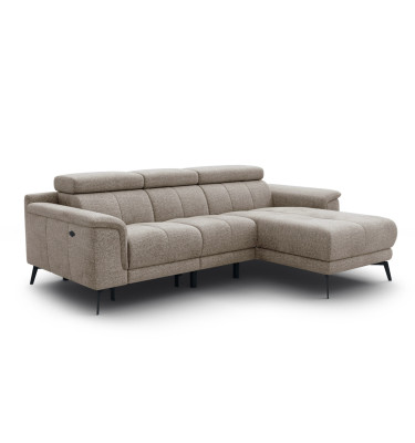 FIERO Ecksofa 3-Sitzer mit 1 Relaxfunktion und verstellbare Kopfstützen, taupe