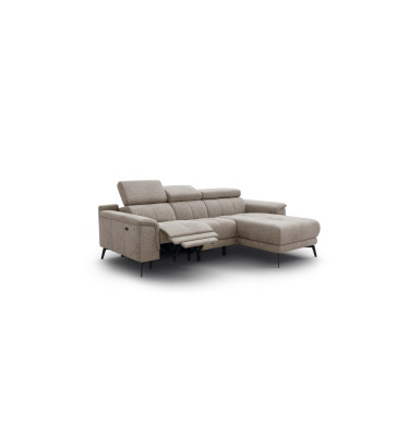 FIERO Ecksofa 3-Sitzer mit 1 Relaxfunktion und verstellbare Kopfstützen, taupe