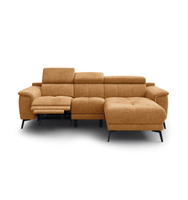 FIERO Ecksofa 3-Sitzer mit 1 Relaxfunktion und verstellbare Kopfstützen, orange