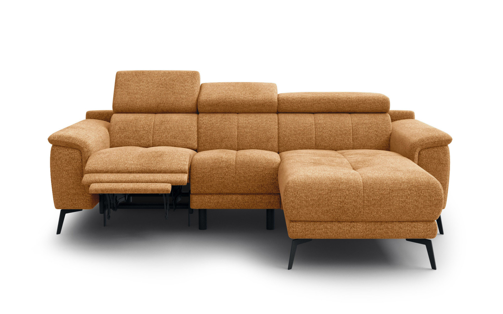 FIERO Ecksofa 3-Sitzer mit 1 Relaxfunktion und verstellbare Kopfstützen, orange