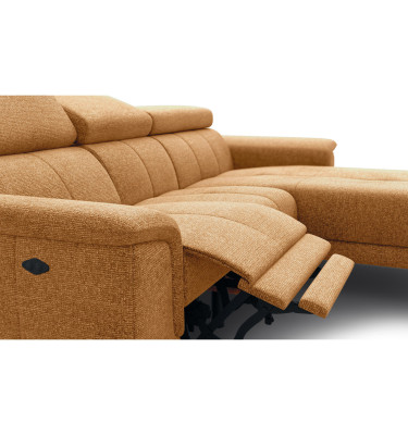 FIERO Ecksofa 3-Sitzer mit 1 Relaxfunktion und verstellbare Kopfstützen, orange
