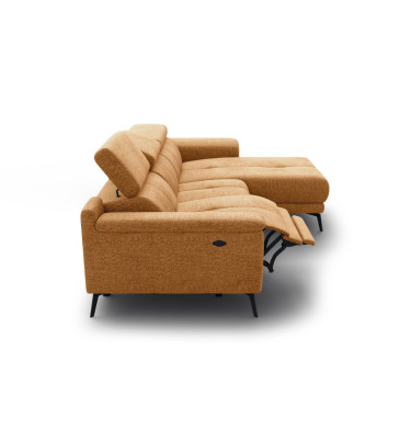 FIERO Ecksofa 3-Sitzer mit 1 Relaxfunktion und verstellbare Kopfstützen, orange