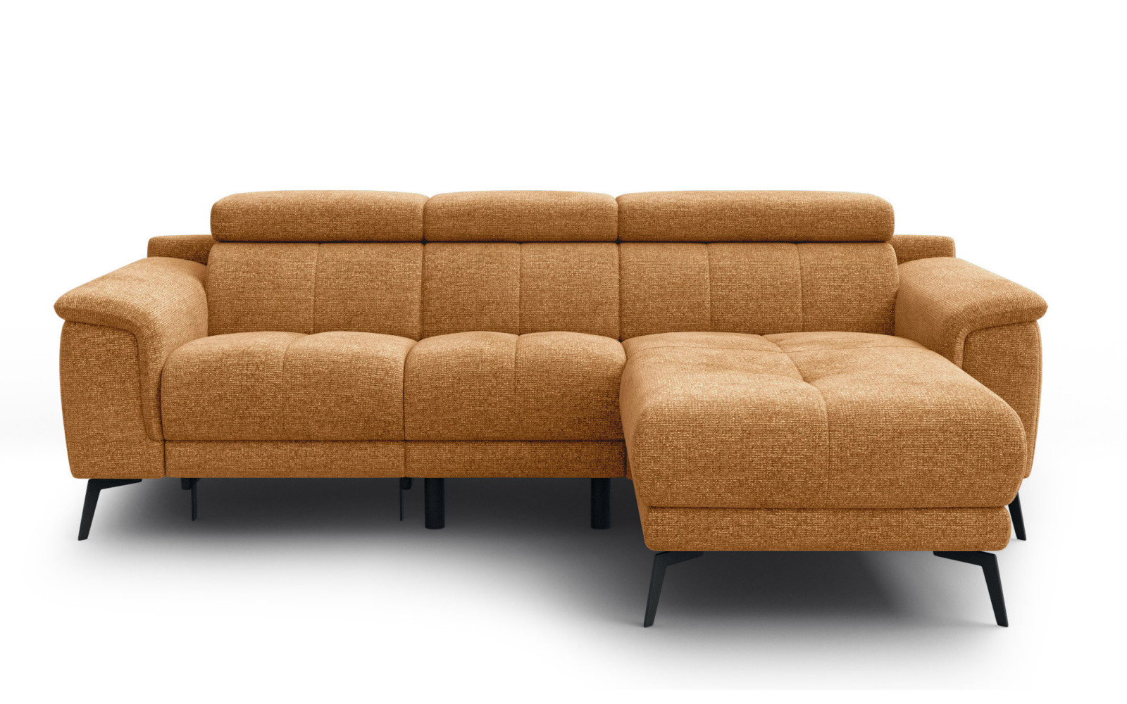 FIERO Ecksofa 3-Sitzer mit 1 Relaxfunktion und verstellbare Kopfstützen, orange