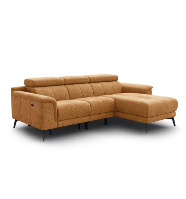 FIERO Ecksofa 3-Sitzer mit 1 Relaxfunktion und verstellbare Kopfstützen, orange