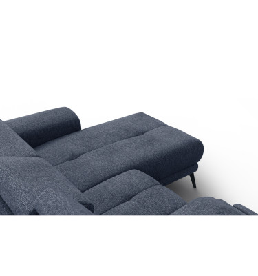 FIERO Ecksofa 3-Sitzer mit 1 Relaxfunktion und verstellbare Kopfstützen, marineblau
